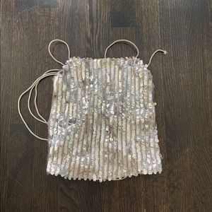 Silver and pink sequin rave top